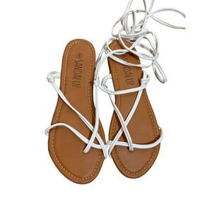 SandalUp White Long String Women Sandals size 6